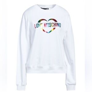 Love Moschino Boxy Fit Sweatshirt with Rainbow Heart Print Cotton 12
